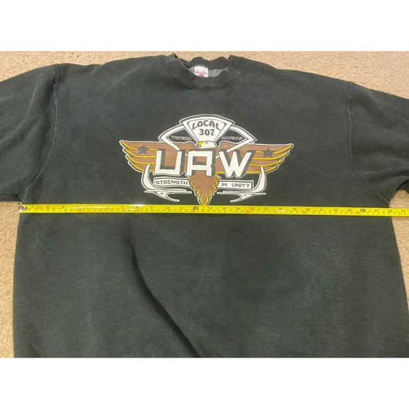 Vintage Local 307 UAW Black Crewneck Sweatshirt Size XXL Fruit Of The Loom USA - Picture 5 of 6